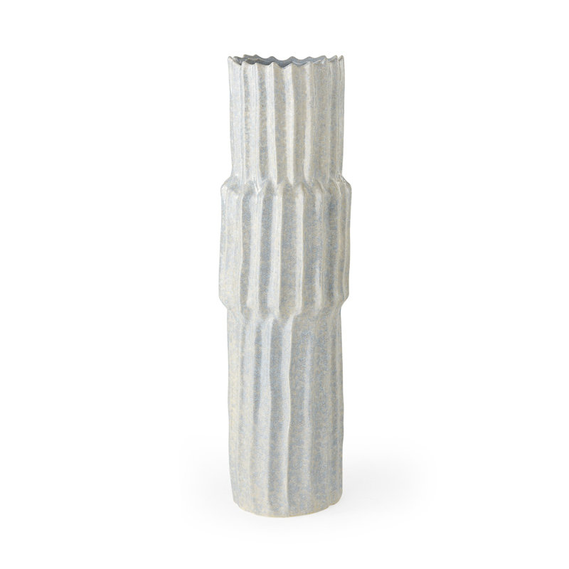 Vase de table en céramique Zahari, H 23 po x l 6,7 po x P 6,7 po, Gris
