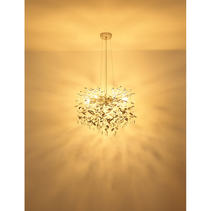10 - Light Chandelier, Silver, Clear