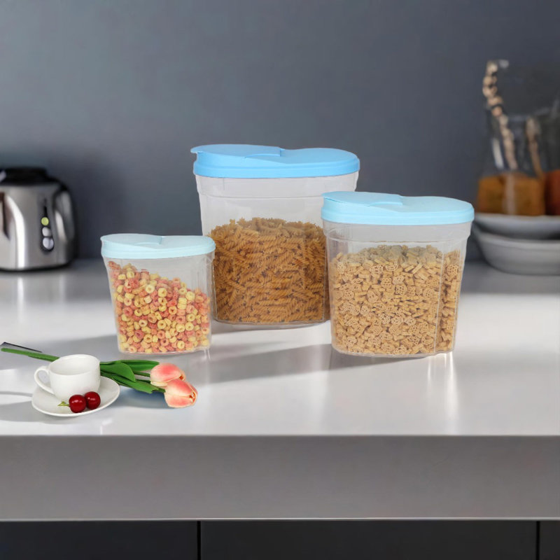 Nested Plastic Container Set With Lids, Blue