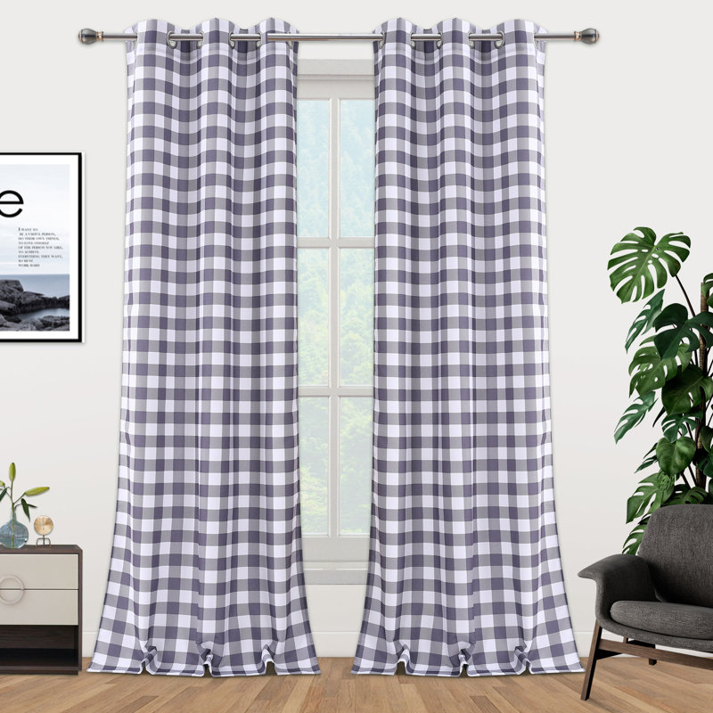 Tyrome Room Darkening Curtain Pair, Gray/White, 52" W x 84" L