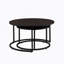 Ensemble de 2 tables basses modernes en similicuir avec base en métal doré, table d'appoint pour salon-1010072945-1010072950
