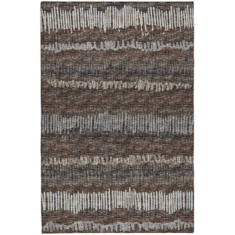 Premium Machine Washable Dream Shag Loops and Lines Rug, 5' x 7'6", Brown