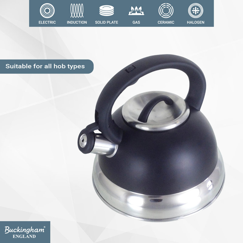 Buckingham Stainless Steel Stovetop Whistling Kettle Induction Compatible 3 Litres  