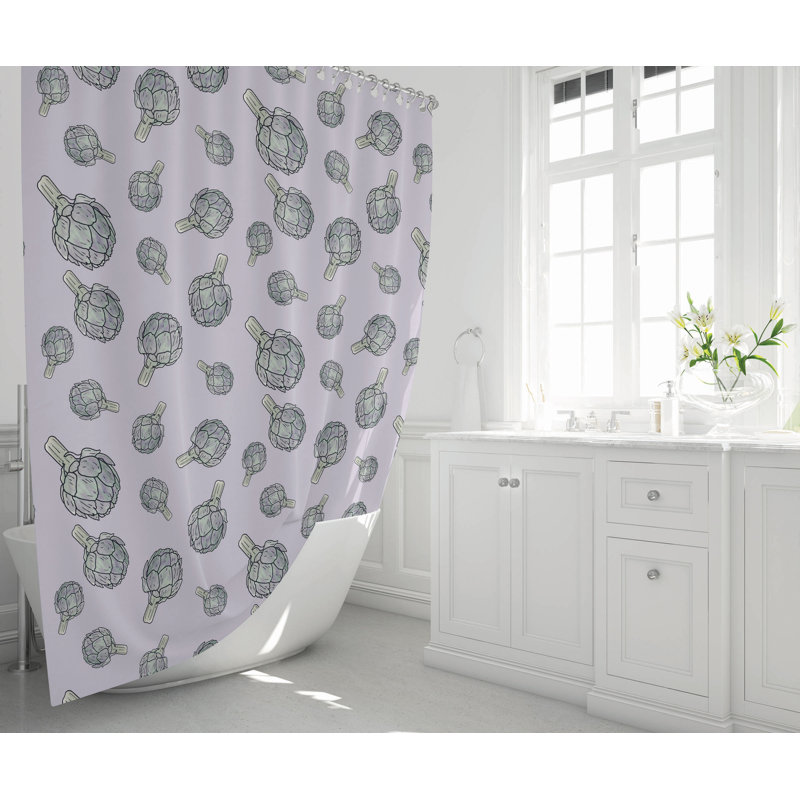 Summer Lemon Ultra-Thin Lightweight Shower Curtain, Lavender Floral