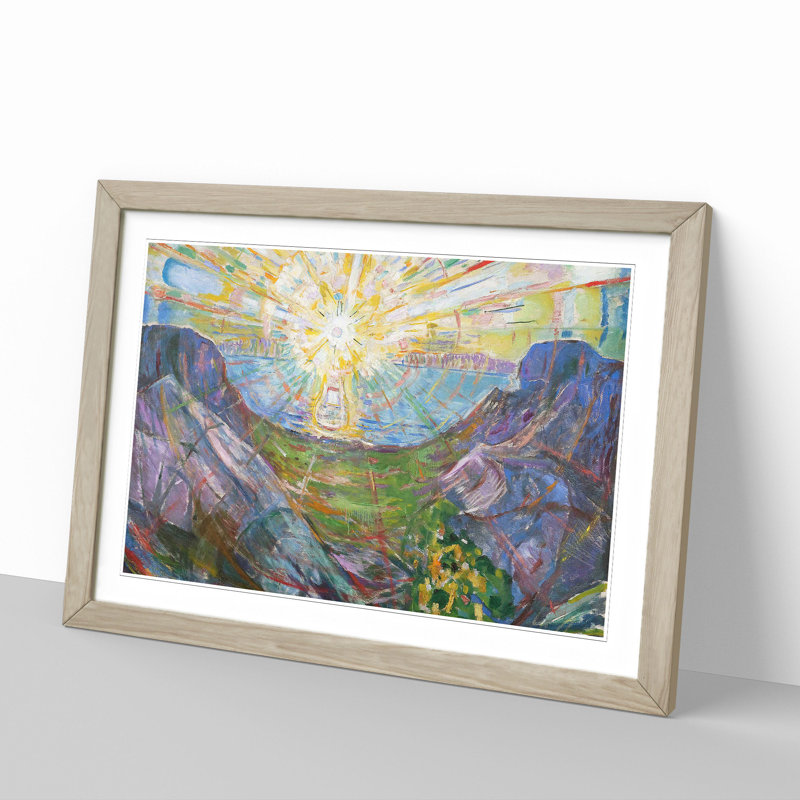The Sun by Edvard Munch - Picture Frame Painting, Oak Framed, 36cm H x 48cm W x 2cm D