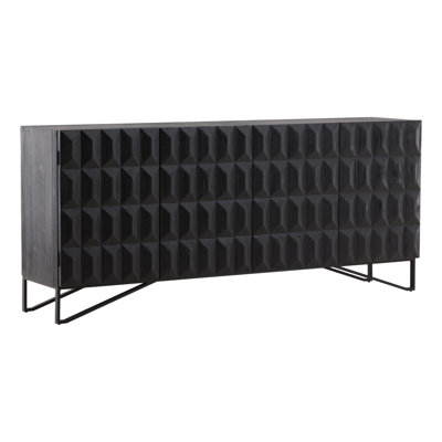 Montoya 84-Inch Reclaimed Pine And Iron 4-Door Sideboard In A Black Finish
