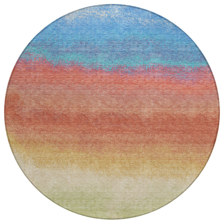 Machine Washable Indoor/Outdoor Xhevrie Coral Rug