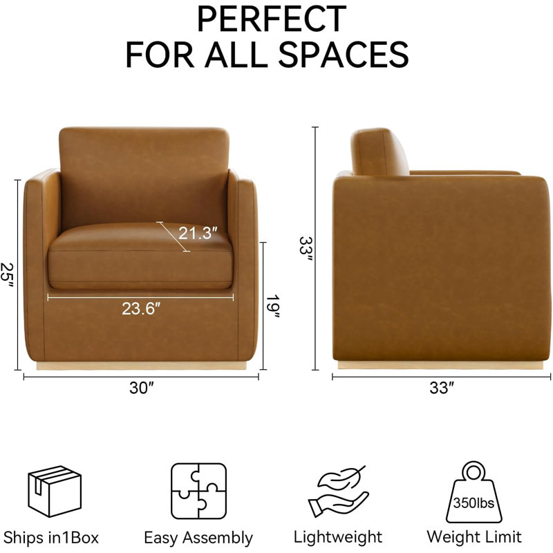 Chaise pivotante Premium (ensemble de 2), Similicuir brun