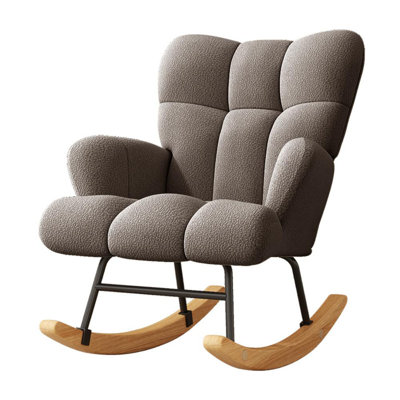 Teddy Fabric Rocking Chair Accent Chair with High Backrest Accent Chair for Bedroom, Living Room,Offices by George Oliver