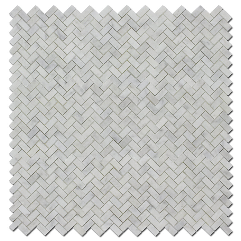 1x2 IMPERIAL WHITE HERRINGBONE HONED
