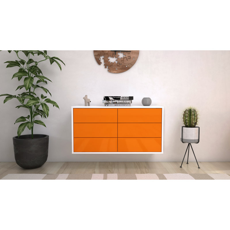 Cossette Unfinished Floating TV Stand, Orange