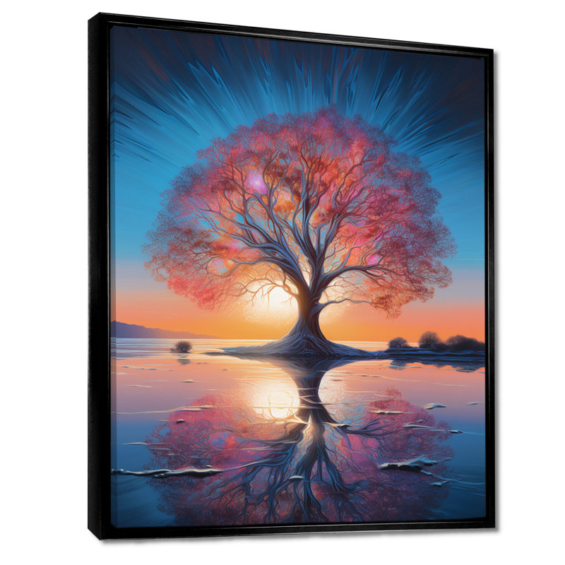 Ugo - reproduction d'art mural chêne, H 20 po x l 12 po x P 1 po, Toile avec cadre flottant noir