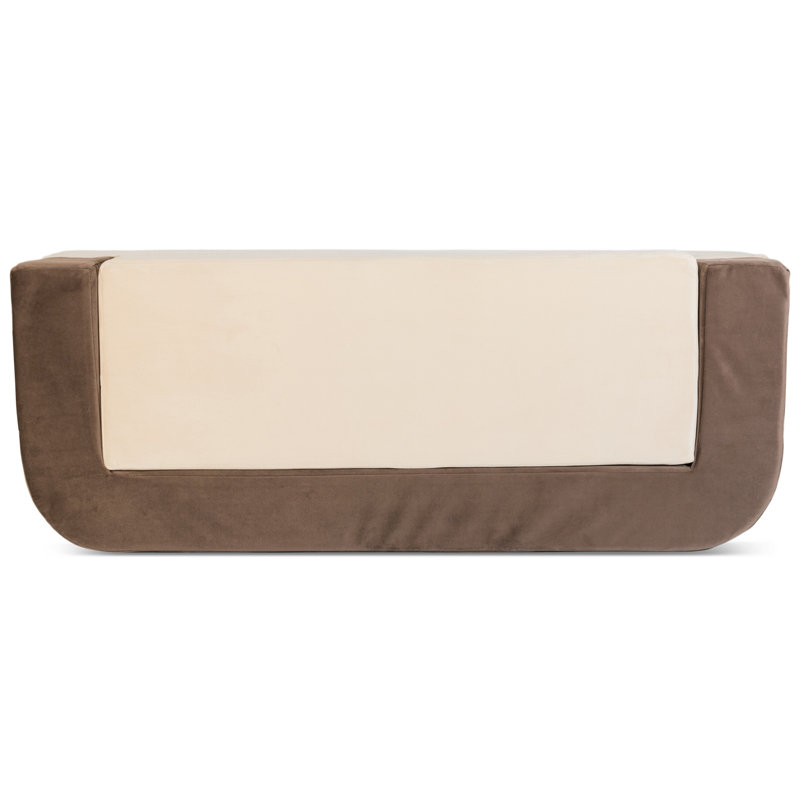 Canapé-lit orthopédique pour animal de compagnie convertible en velours Larry, Moyen (l 36 po x P 28 po x H 4 po), Moka