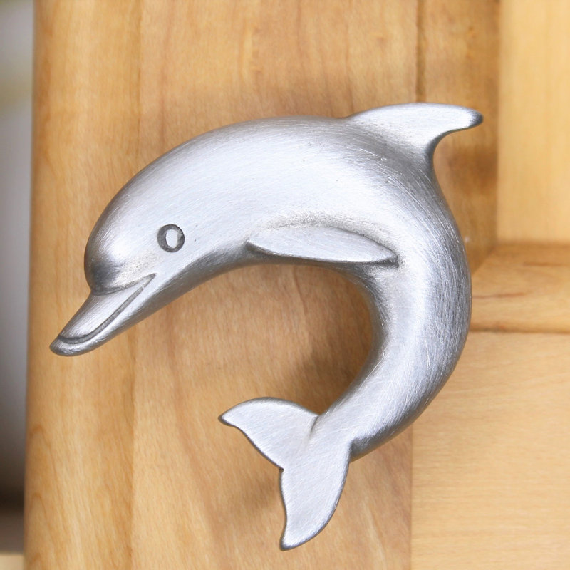 1.9" Dolphin Left Facing Small Knob, Brushed Nickel, 1.9" L x 1.7" W, 2