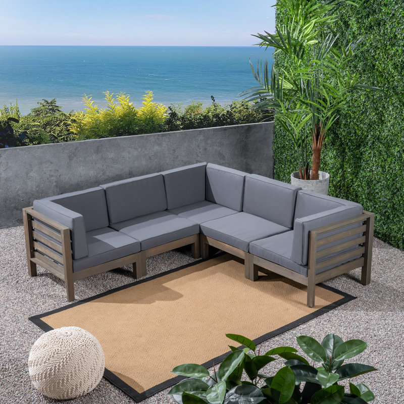 Canapé modulaire d'extérieur 30,25 po avec coussins, Structure grise / coussin gris foncé