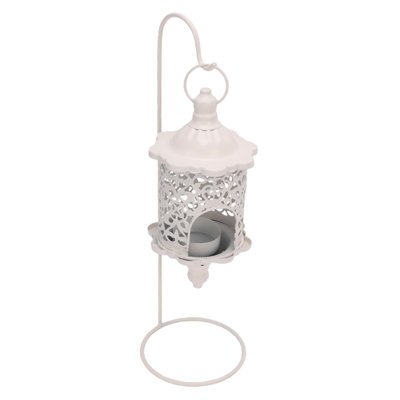 Lattice Candle Lantern Gold Vintage Decorative for Living Room with Baking Paint Finish