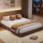 Wood Platform Bed Frame with Fluted Design, Low Profile Minimalist Bed Base, Noise‑Free & No Box Spring-1443990914-1443990915