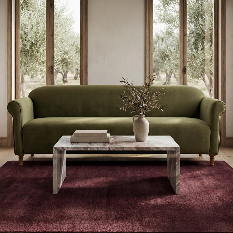 Canapé Dione brun foncé imitation mohair, Deep Sage Faux Mohair