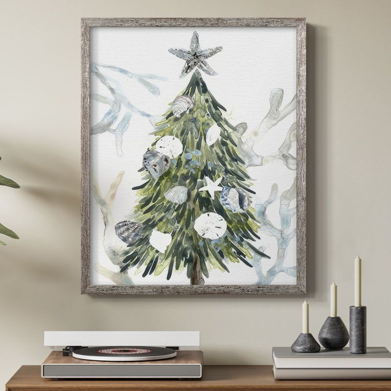 Coastal Christmas Shell Collection, reproduction encadrée B - bois massif, H 15 po x l 12 po