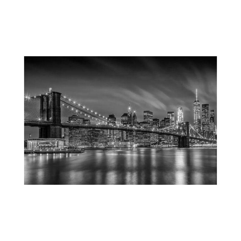 Brooklyn Bridge Nightly Impressions by Melanie Viola - Wrapped Canvas Print, 101.6 cm H x 66.04 cm W x 3.175 cm D