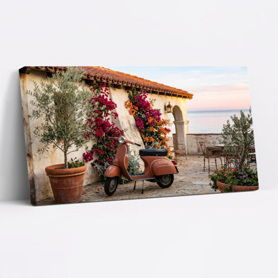 Mediterranean Villa Canvas Wall Art Oil Painting Print Set Of 1