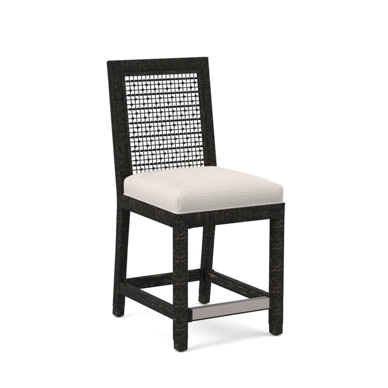 Pine Isle 24" Counter Stool, White Textured Performance, Antique Black