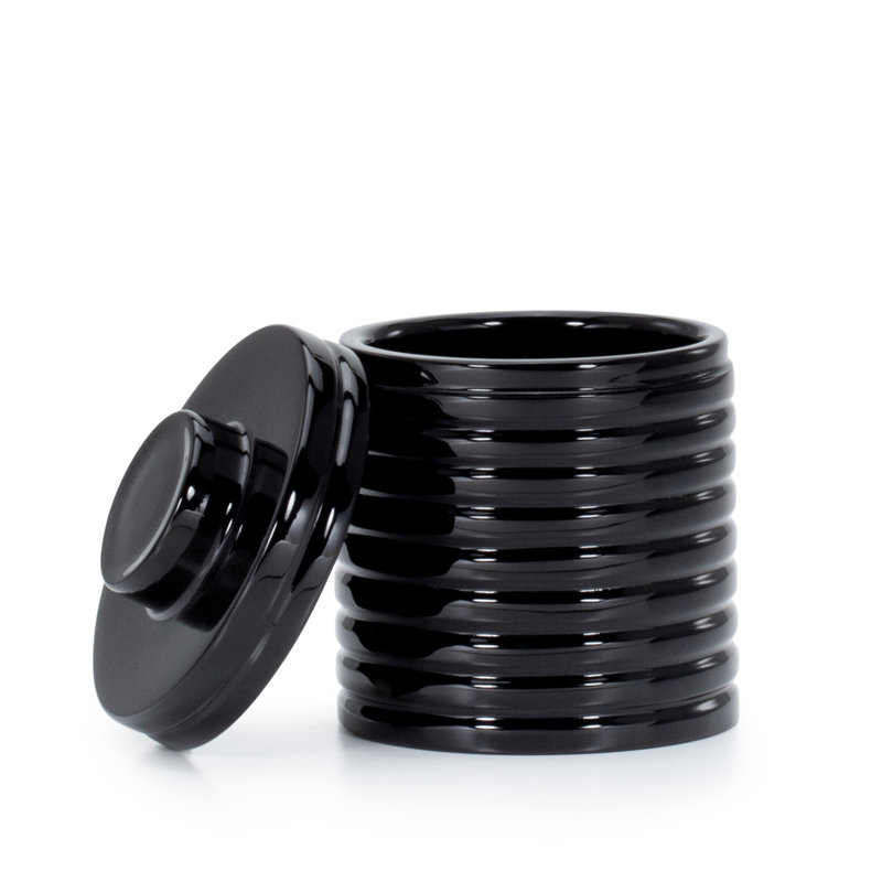 Riga Lead Crystal Bathroom Storage Container Bathroom Tray Tumbler, Black
