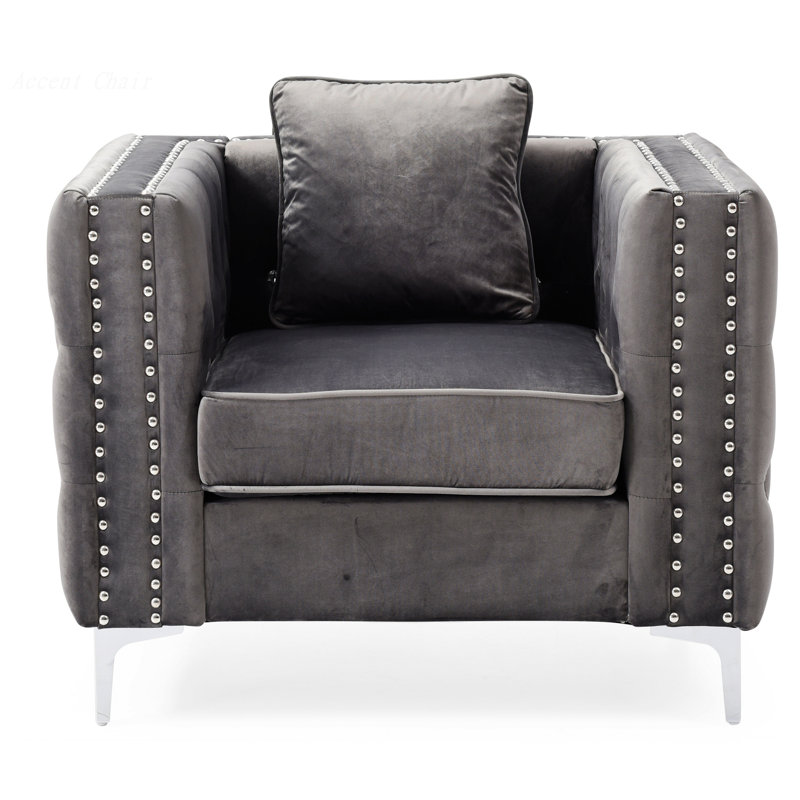 Chaise Gillian II, Velours gris velours