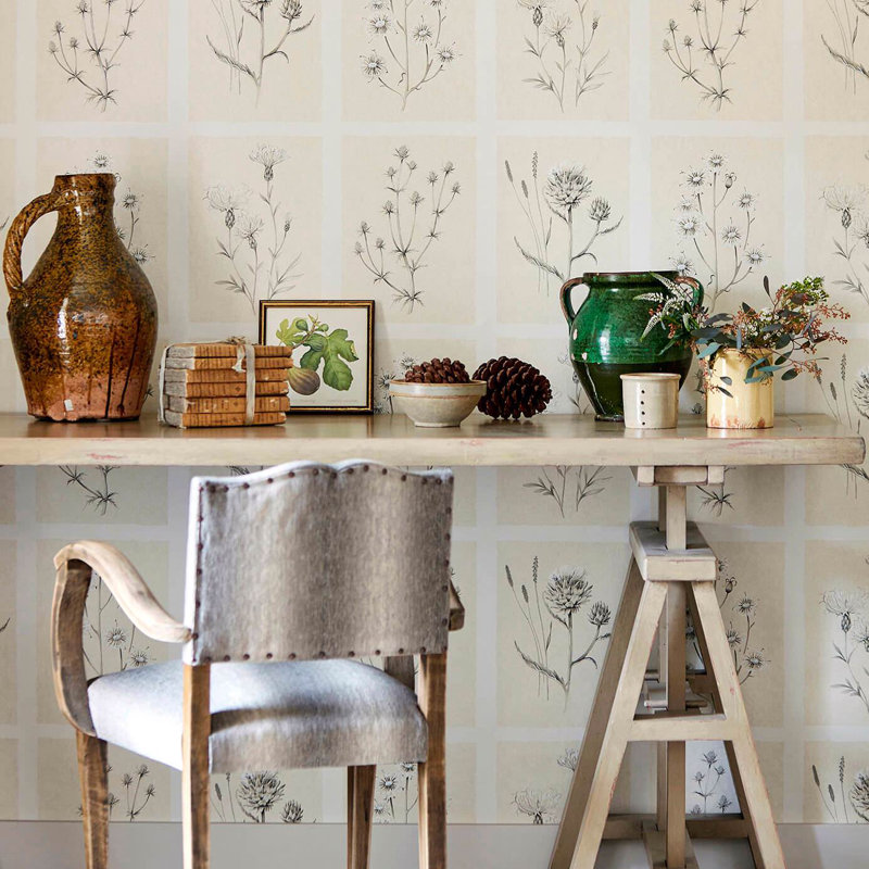 Little Thistles Wallpaper, Pewter