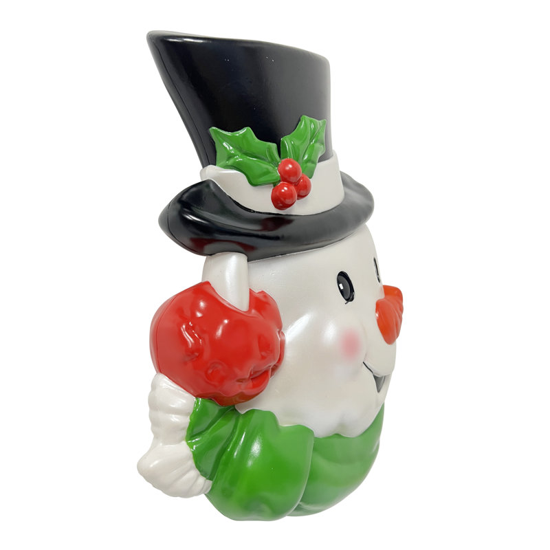 Décoration murale ou cimier de sapin bonhomme de neige pré-illuminé DEL de 48 cm (19 po) de Fraser Hill Farm, moulé par soufflage.