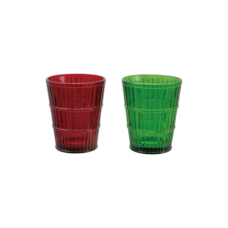 Gobelet côtelé rouge et verre