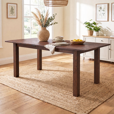 Table de salle à manger rectangulaire extensible en bois de pin massif récupéré pour 4 à 6 personnes, table de salle à manger pour cuisine, salle à manger