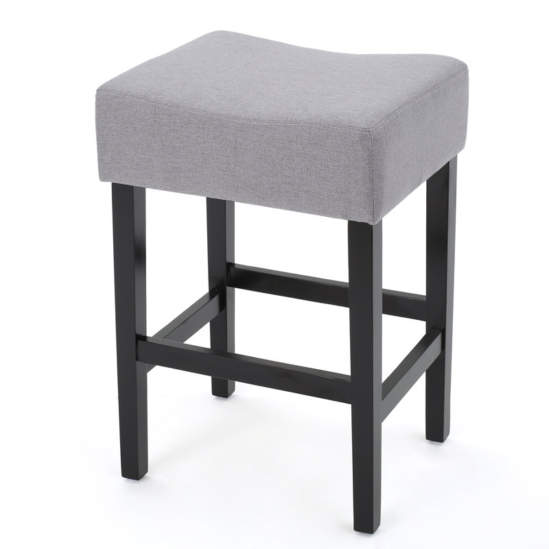 Lorraine Upholstered Counter Stool with Solid Wood Frame, Light Grey