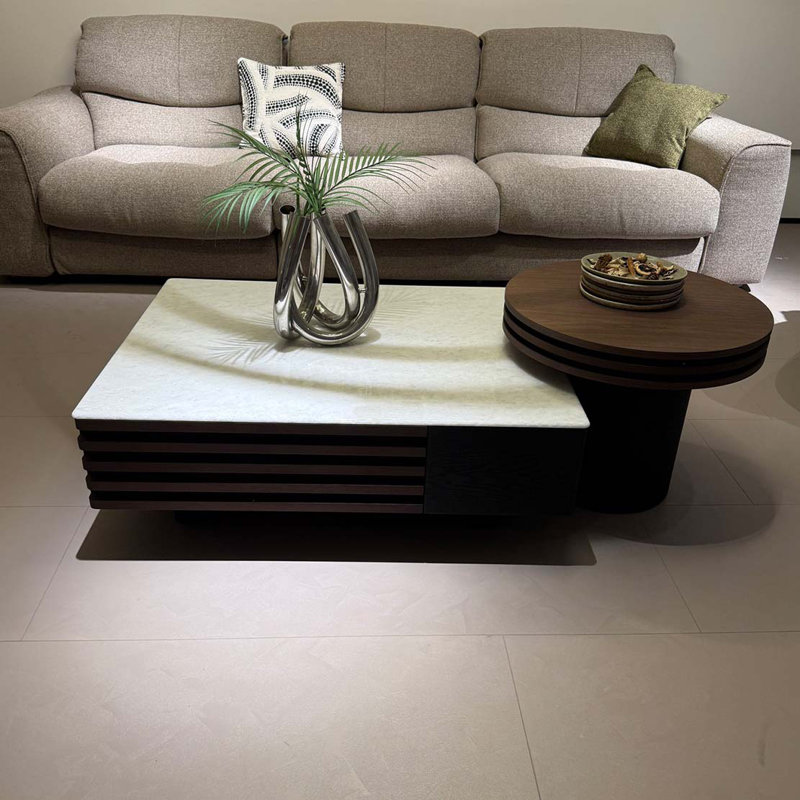 Modern White Marble Coffee Table Set