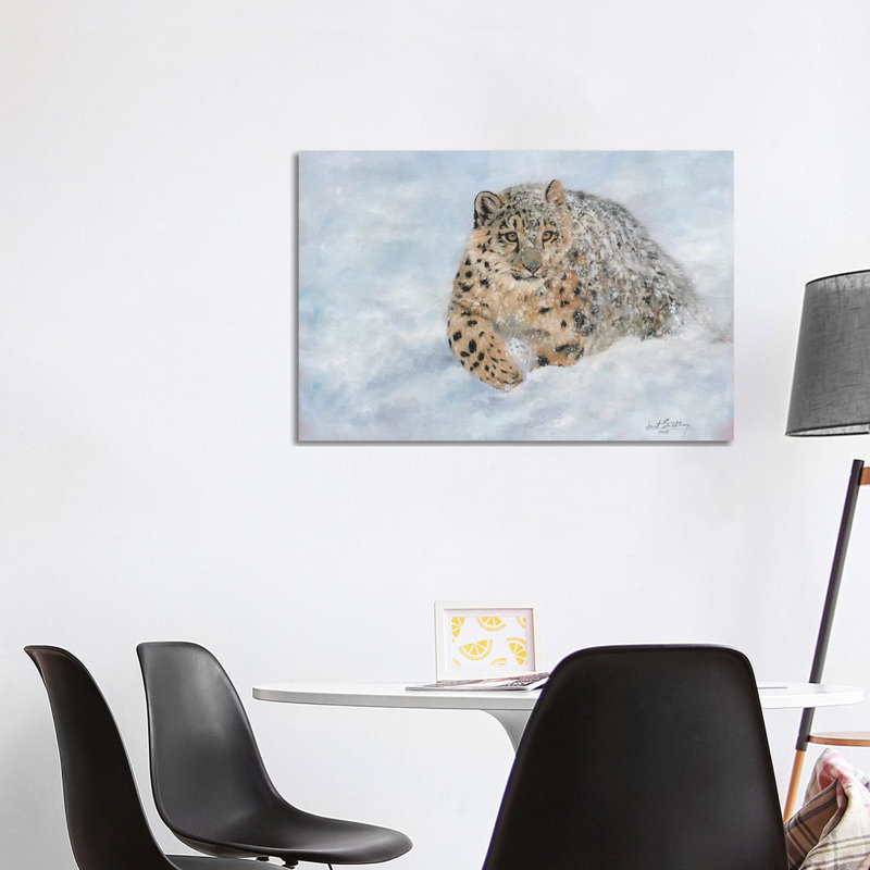 Snow Leopard Snow Final by David Stribbling - Wrapped Canvas Painting, 101.6 cm H x 66.04 cm W x 1.91 cm D