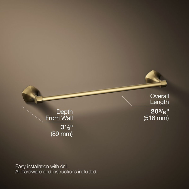 Occasion Towel Bar, Vibrant Brushed Moderne Brass, 2.31" H x 18" W x 3.5" D
