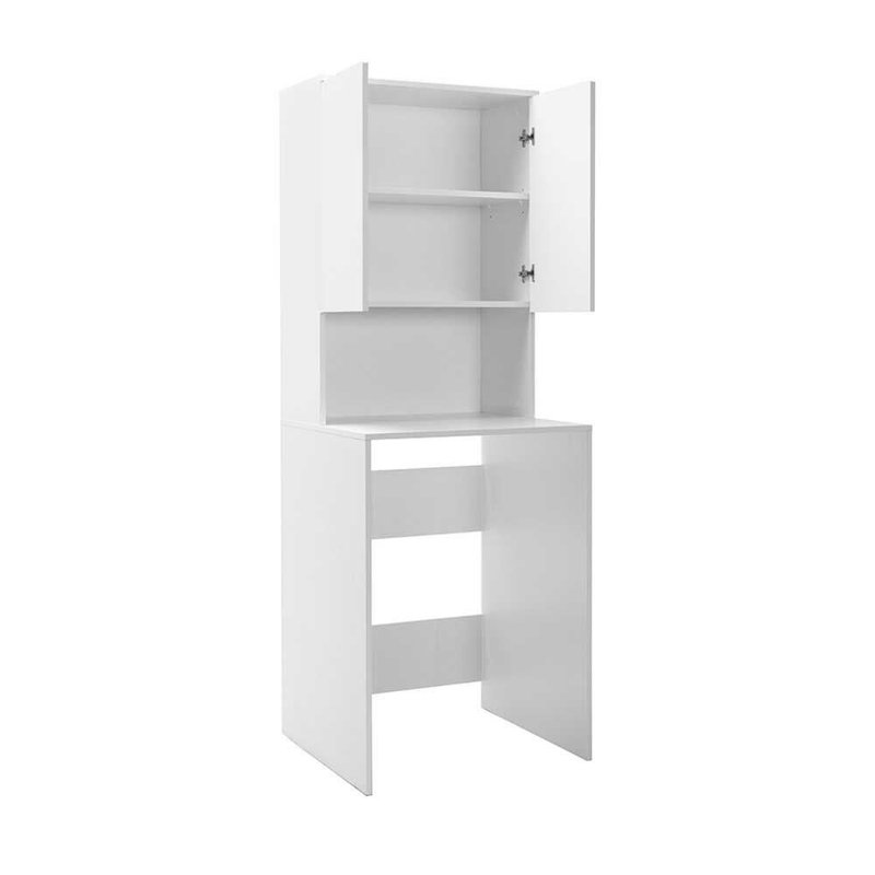 Modern Washing Machine Cabinet, White, 25.6 x 71.7 x 23.6 inches | Coated Particle Board, Multiple Shelves & Additional Storage | Wall-Mountable Design for Space Efficiency, Stylish and Functional