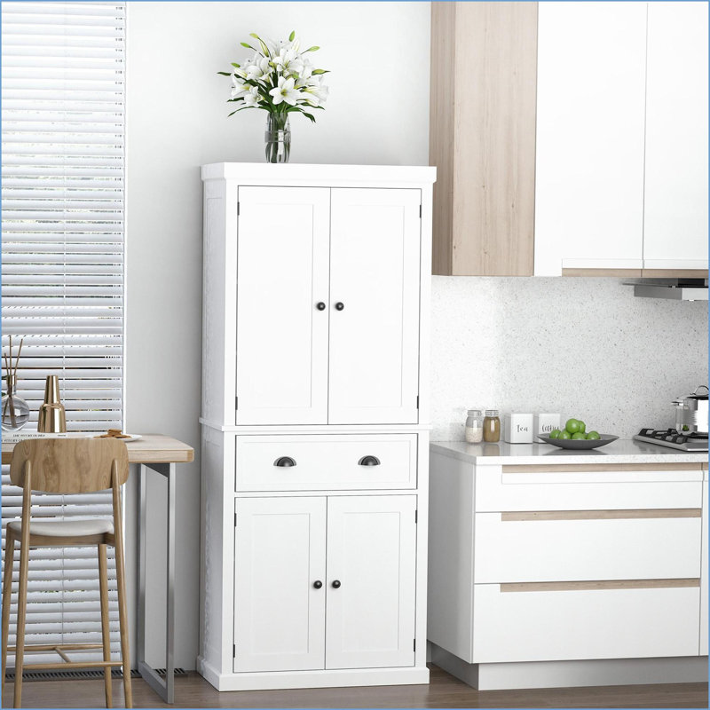 Armoire de cuisine, HOMcom Traditional, hauteur de 72,5 po avec 2 portes, tiroir et tablettes réglables | Bois aggloméré