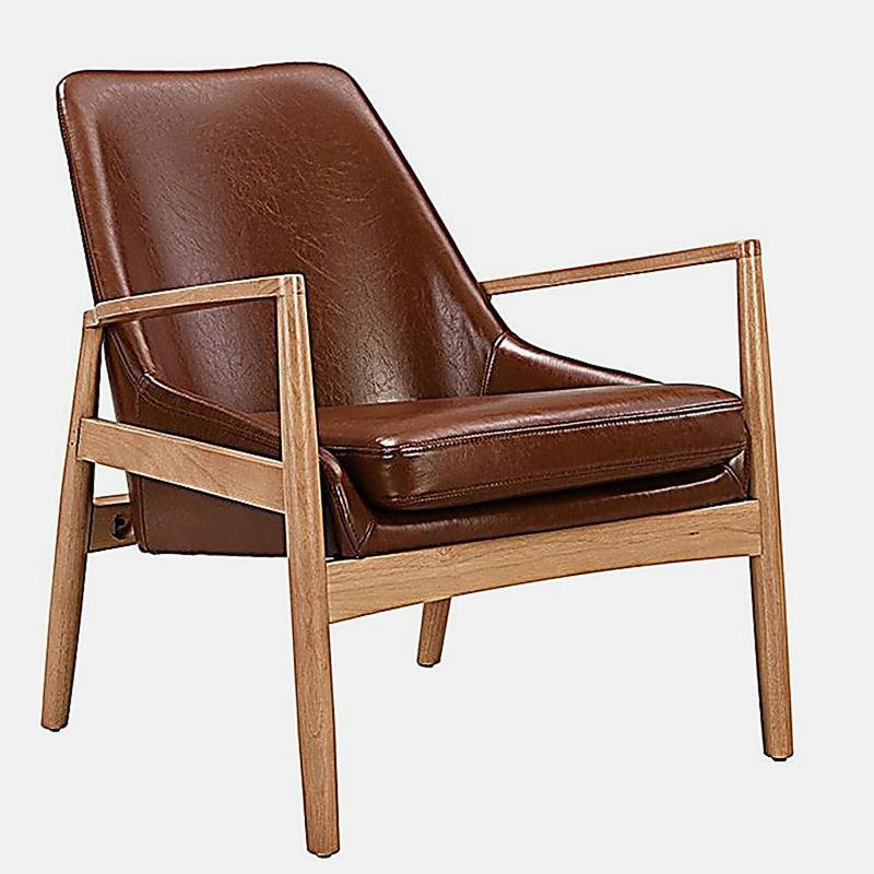 Chaise décorative en cuir de polyuréthane, fauteuil avec cadre en bois de style médiéval moderne, chaise de lecture avec dossier haut, convient au salon