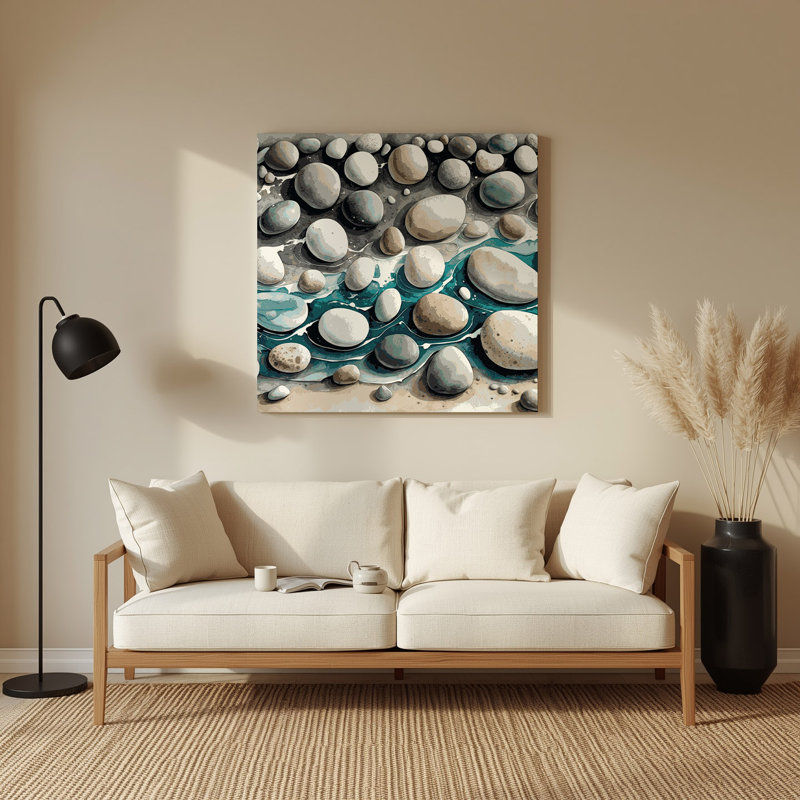 Art mural en métal Coastal Beach Pebble Plus