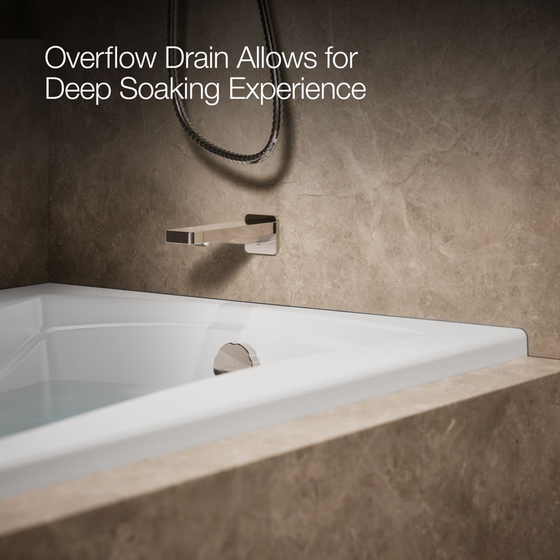 Mariposa® 60" x 36" Drop In Whirlpool Bathtub, White, Right