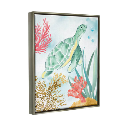 " Turtle Coral Reef Bubbles " by House Of Rose Painting Print