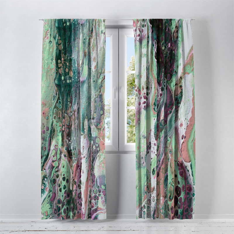Rideaux de fenêtre en marbre vert grunge, L 20 po x L 61 po