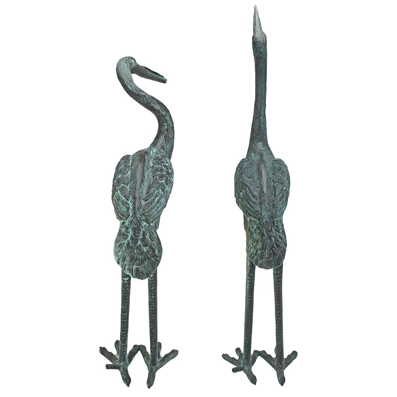 Bird Crane Metal Garden Statue, Medium