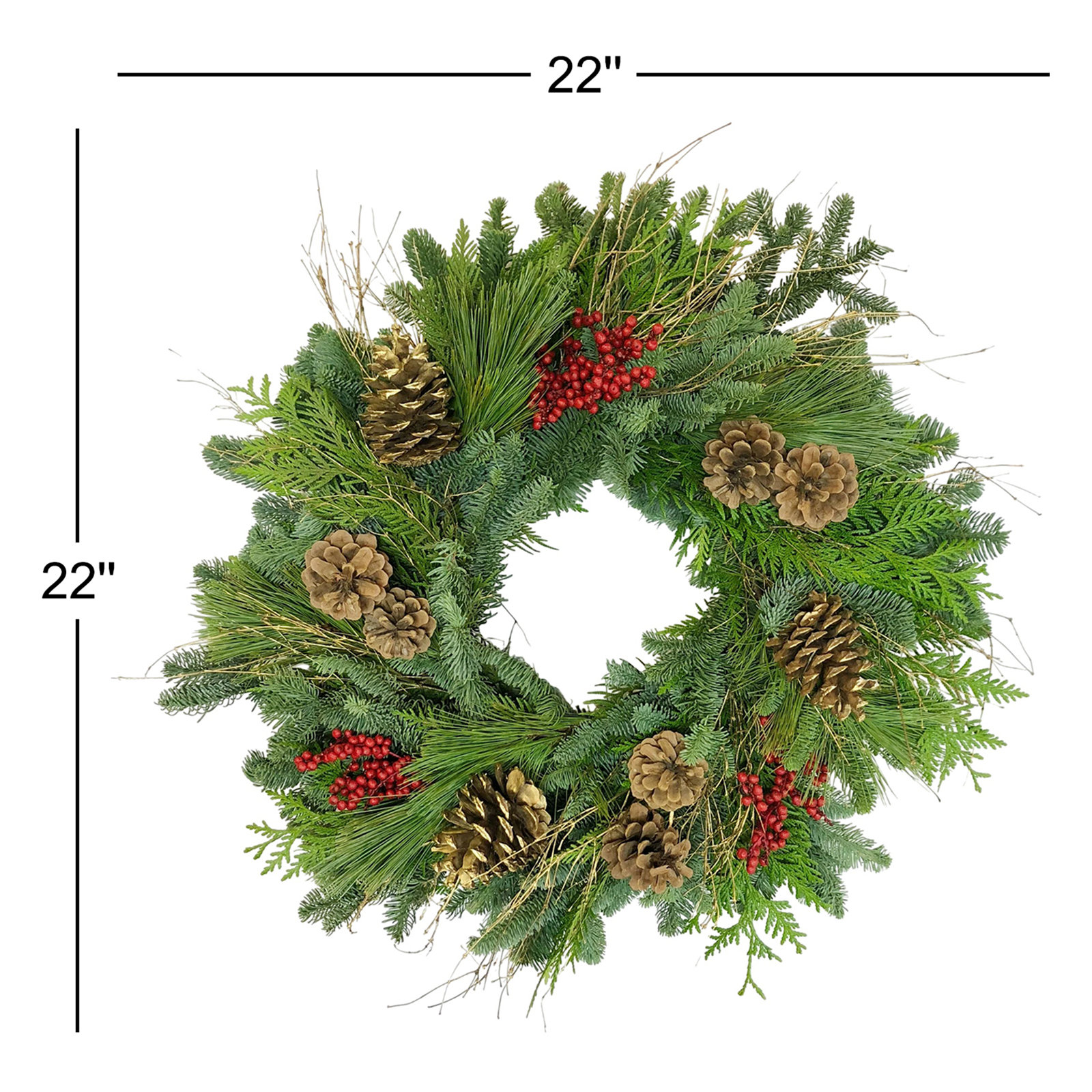 22" Handcrafted Pinecone Christmas Wreath
