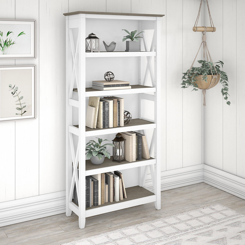 Huckins Bookcase, Shiplap Gray/Pure White