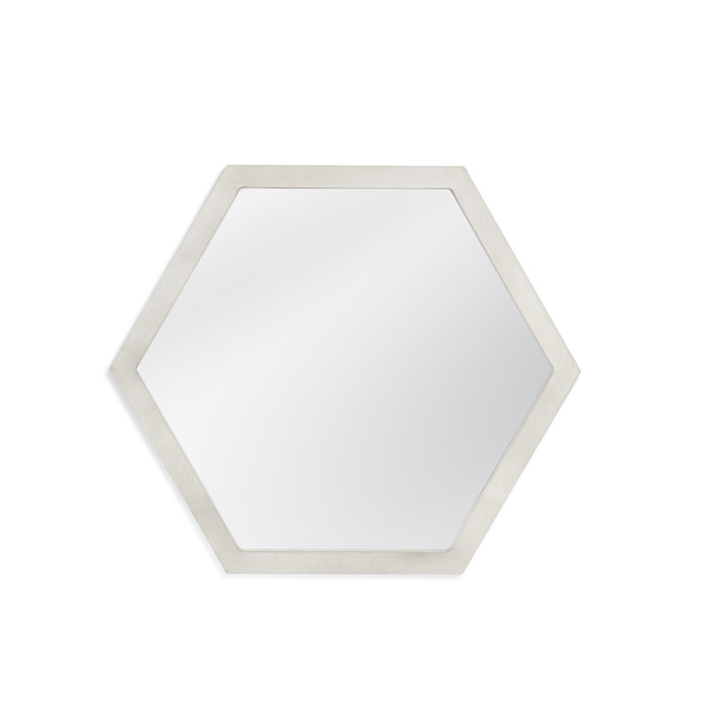Catesby 21" Wood Hexagonal Wall Mirror, Silver