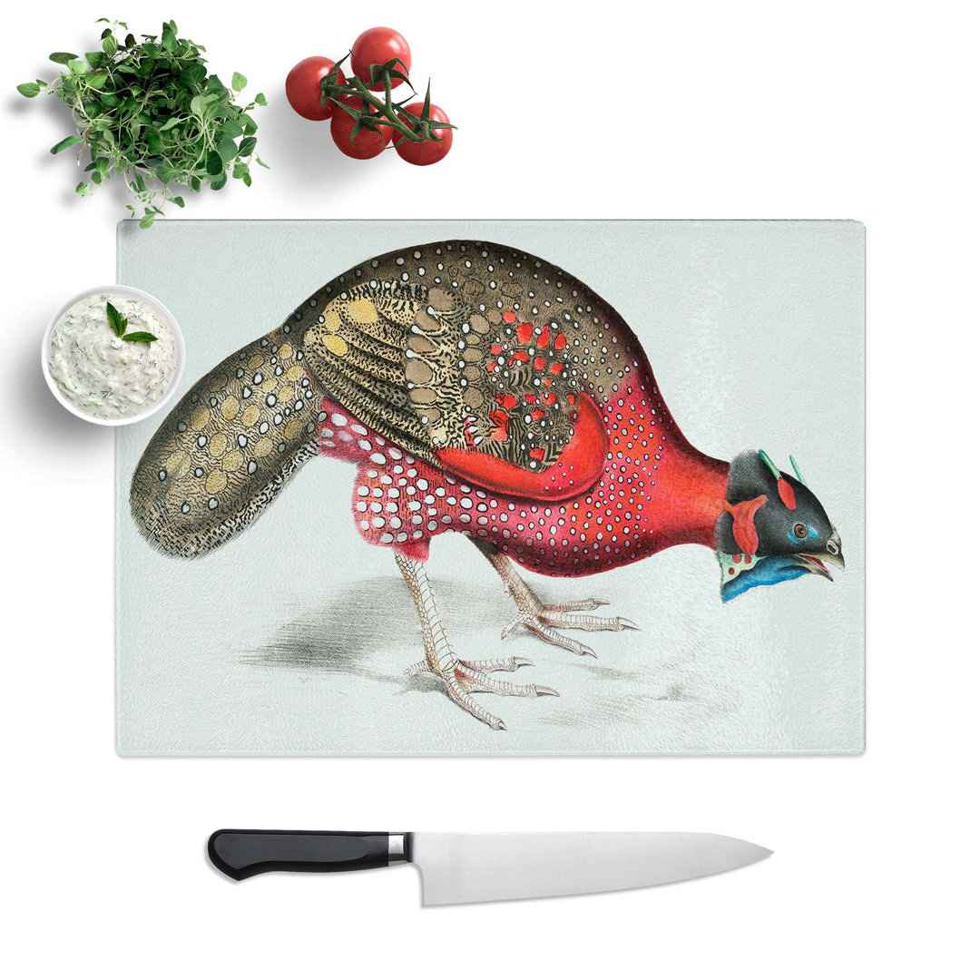 Tempered Glass Bengal Horned Pheasant Chopping Board