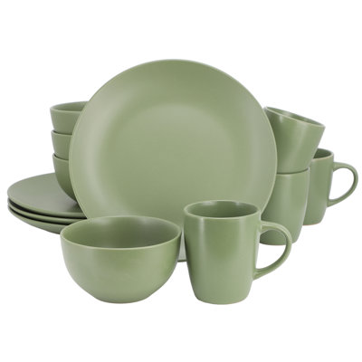 Gibson Home Everyday Plus 12 Piece Round Stoneware Dinnerware Set