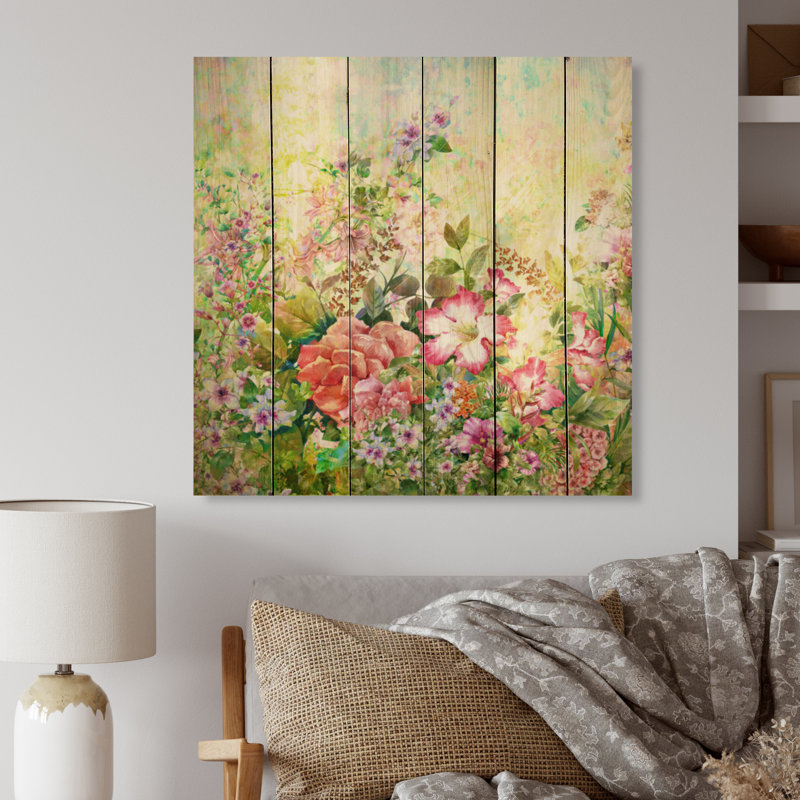 Fleurs de printemps élégantes de ferme VI - Peinture, H 36 po x l 36 po x P 1 po, Bois de pin